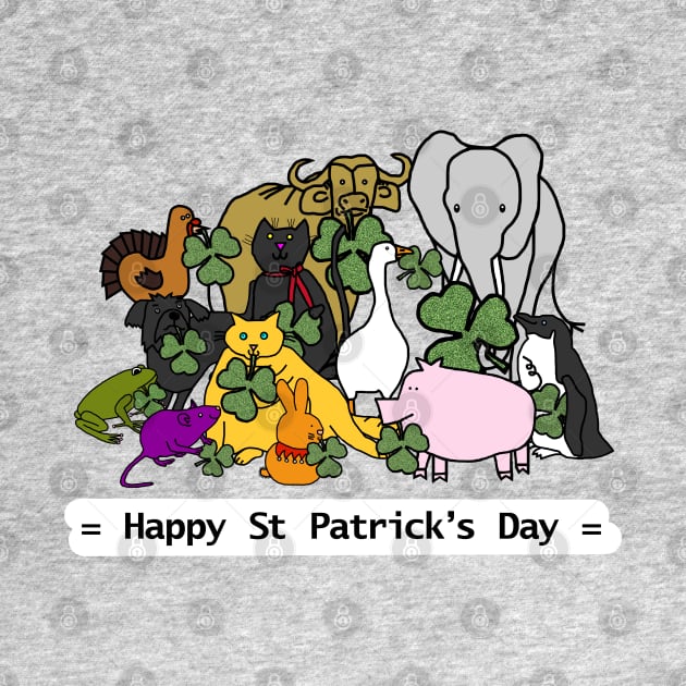 Cute Animals say Happy St Patricks Day by ellenhenryart